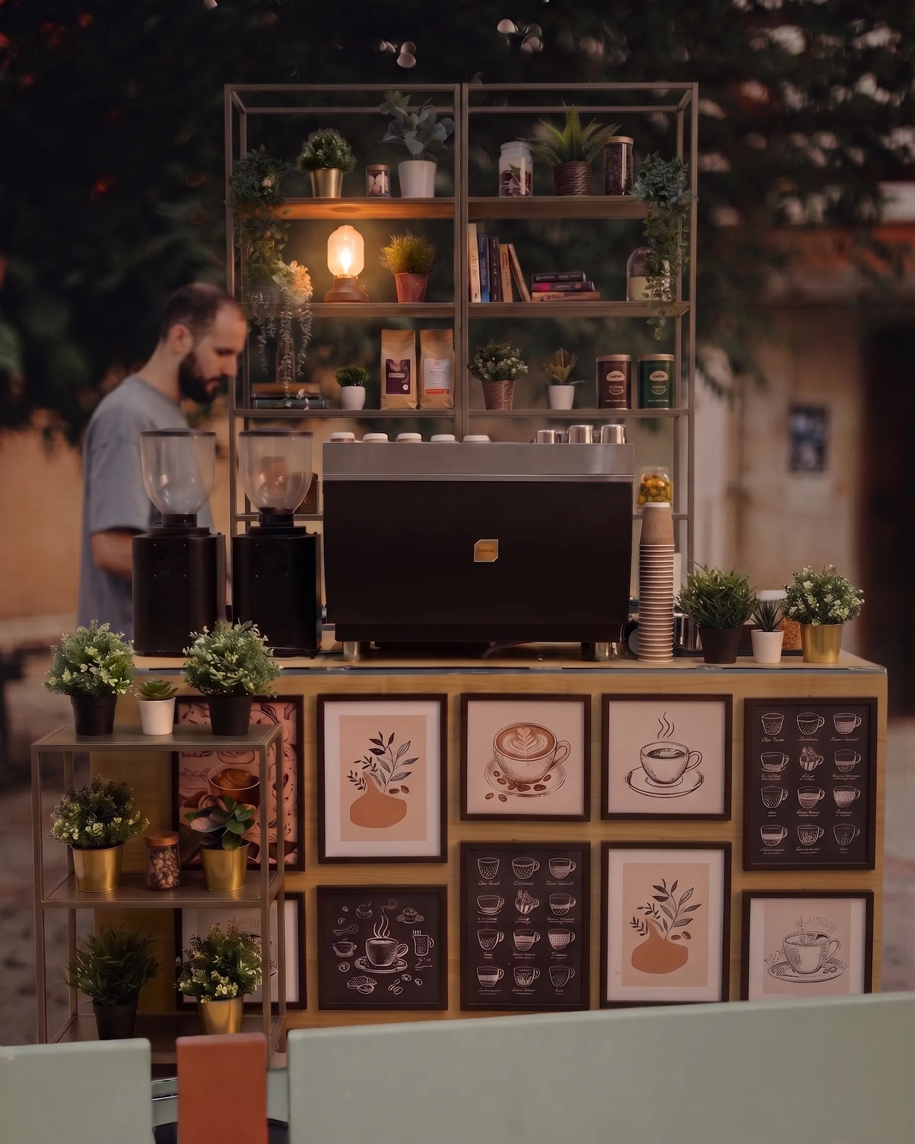 Bariști la espressor, la un eveniment de firmă
