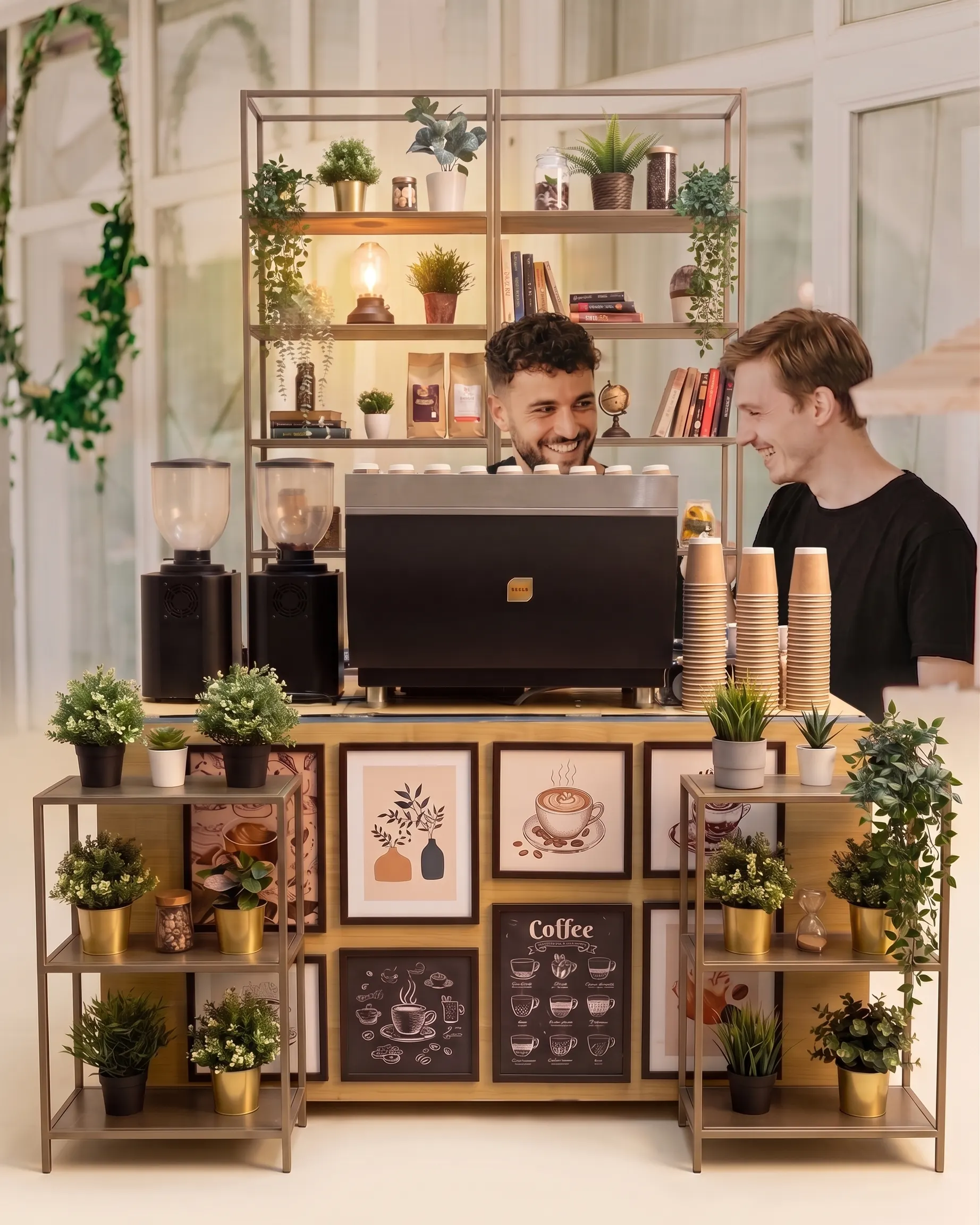 Cei doi barista Coffee Favours la barul de cafea, la un eveniment