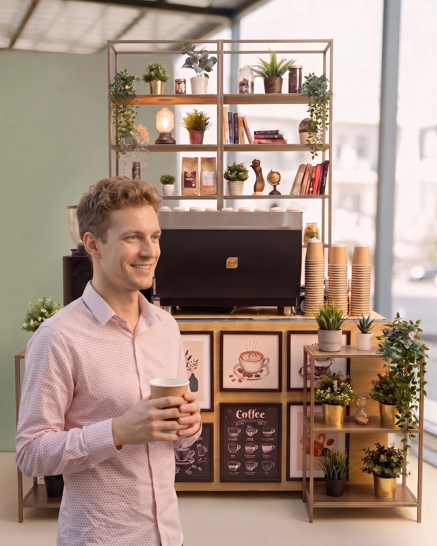 Invitat cu un pahar de cafea Coffee Favours la o petrecere de familie
